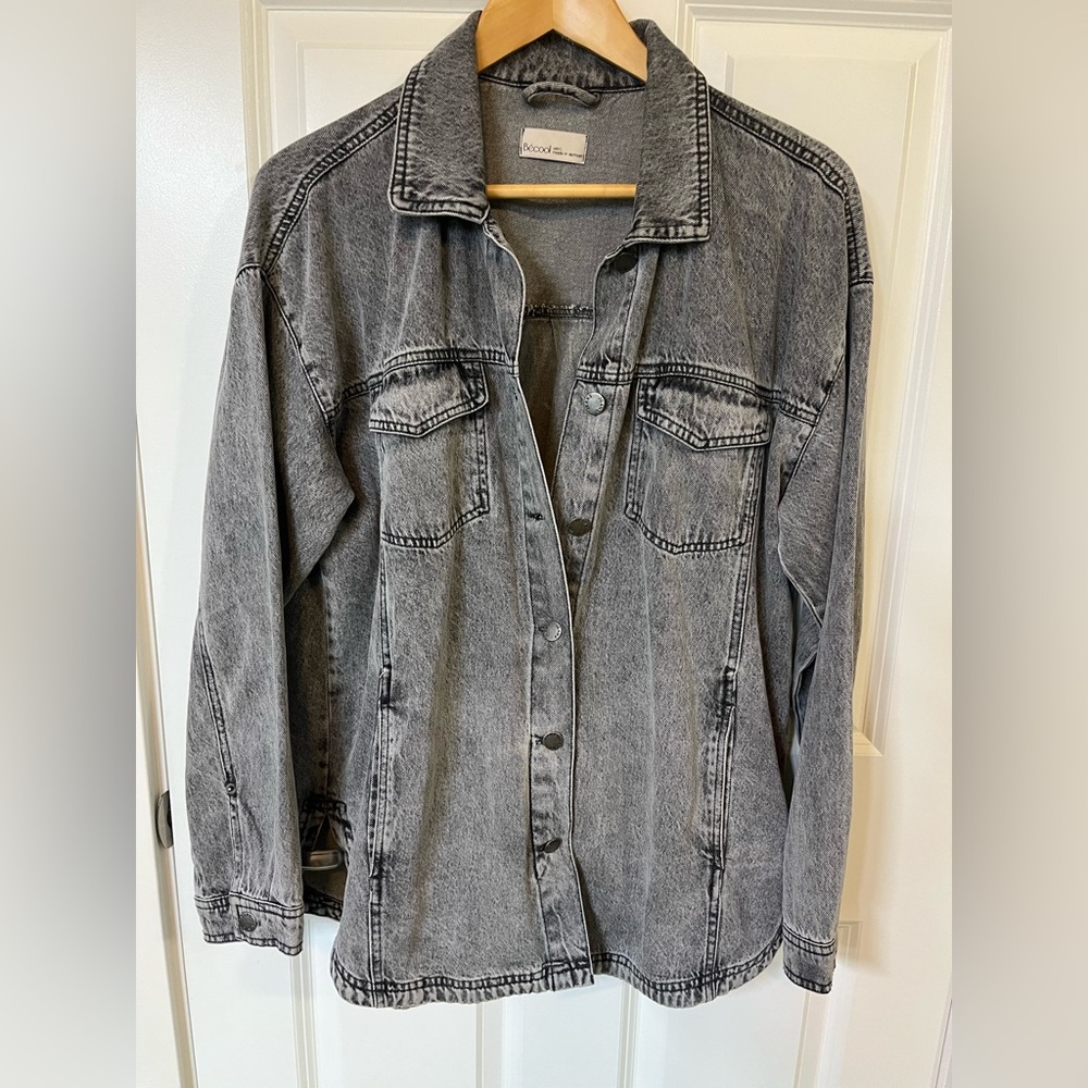 Becool Women's Gray Denim Shirt Jacket Shacket